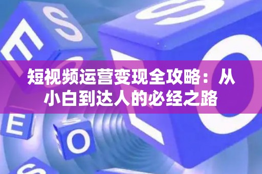 短视频运营变现全攻略：从小白到达人的必经之路